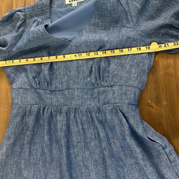 Boden Blue Anna Linen Tiered Dress Puff Ruffle Sleeves Size 10 Fit & Flare - Picture 6 of 15